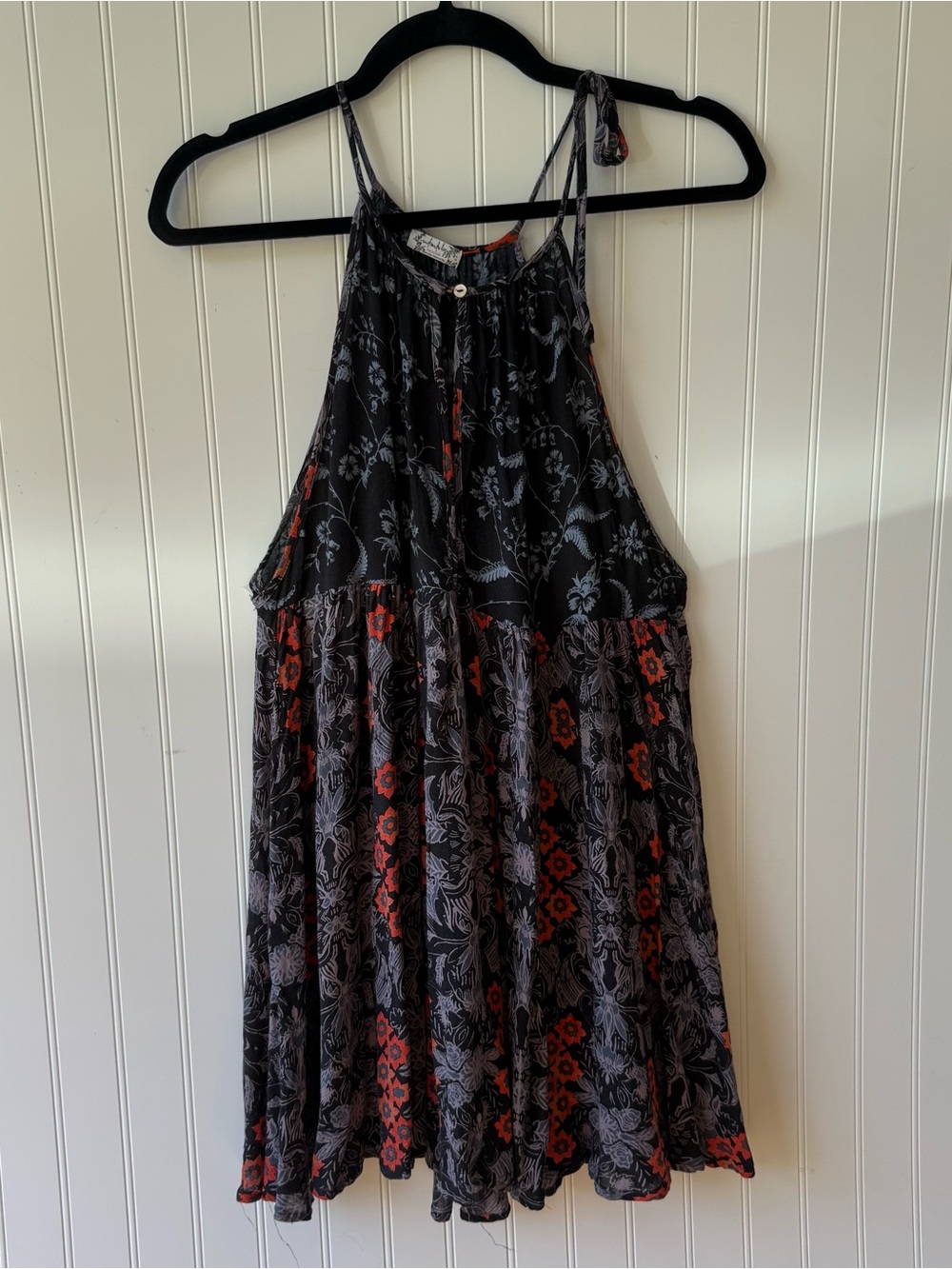 Free People Intimately Free People Floral Slip Dress Black Red Boho Mini Dress S